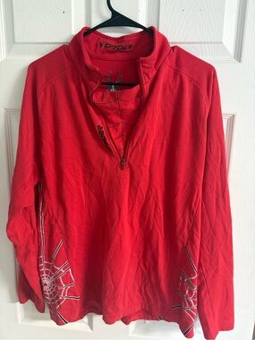 Spyder Red Half-Zip Pullover with White Spider Web Accents